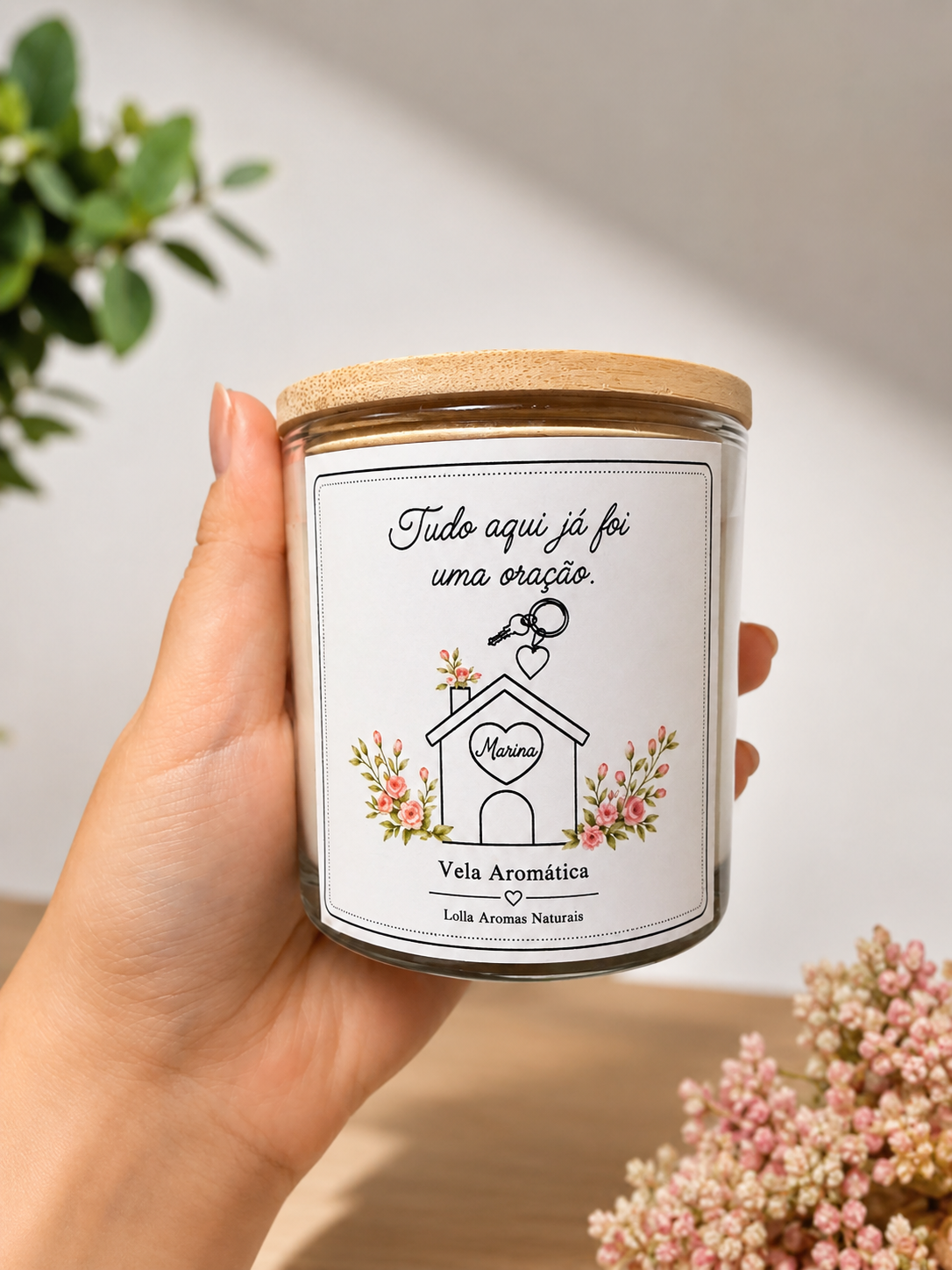 Vela com rótulo personalizado 